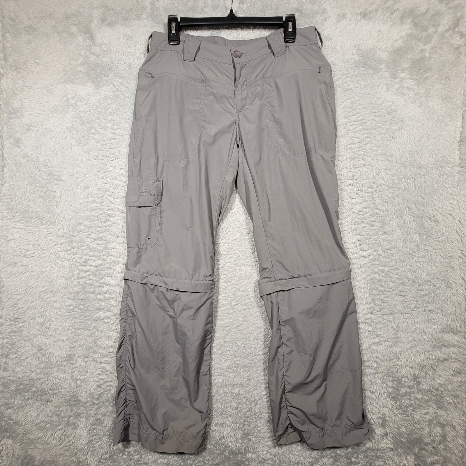 Womens Cabelas Convertible Zip Off Hiking Pants Upf 50 Grey Size 8/32 *Stain
